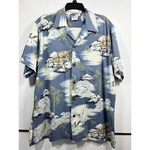 Vintage Go Barefoot RARE Bangle Tigers Print Camp Shirt 2XL Made In Hawaii USA